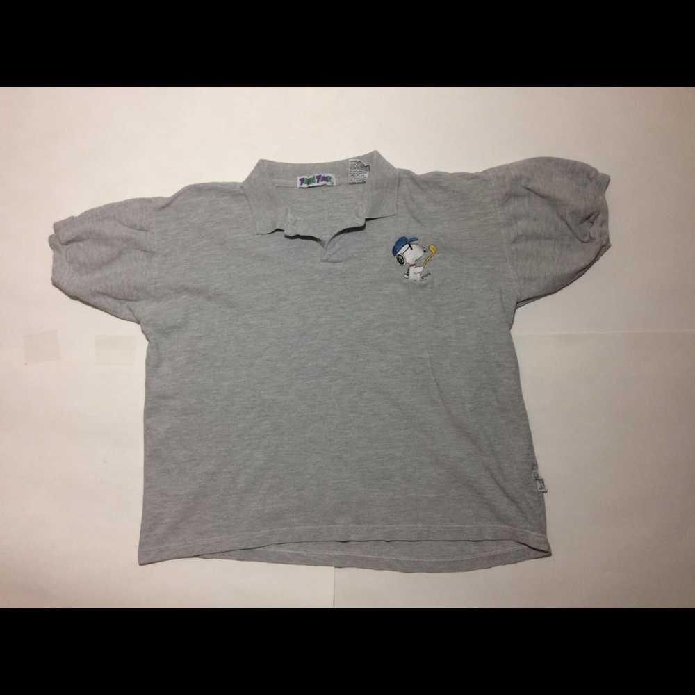 Vintage Snoopy T-Shirt Mens Large Embroidered Gray